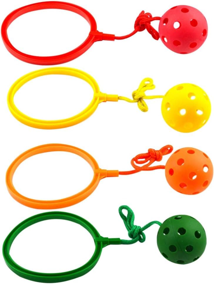 TOYANDONA 4 Pcs Kids Ankle Skip Ball, Jumping Colorful Sports Swing Ball, Fitness Fat Burning Jump Rope Game for Boy and Girl