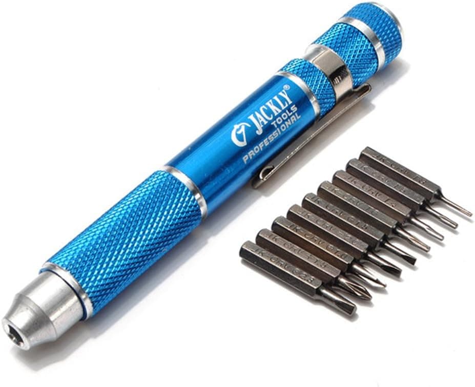 Jackly 9 in 1 Mini Gadgets Electric Repair Tools Pen Style Precision Screwdriver Set Kit For Watch Repair,PC Repair,Notebook Repair,Home Improvement Blue