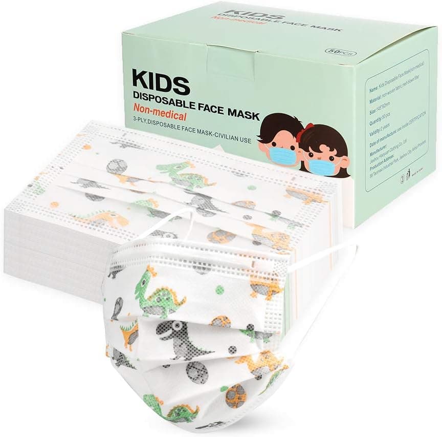 50Pcs Kids Disposable 3 Ply Breathable & Comfortable Anti Dust Face Mouth Filter Tools for Children Colorful Cartoon Design