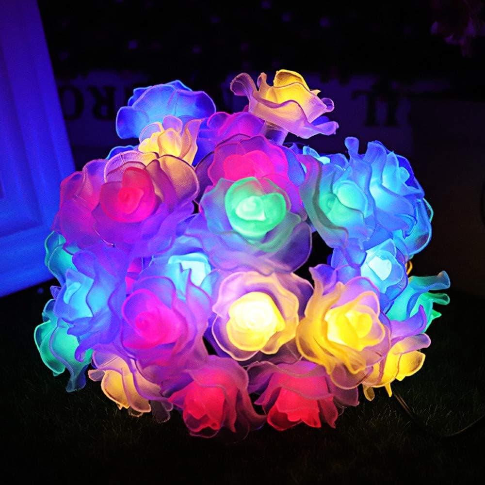 Berocia Solar String Landscape Lights 20FT Romantic Rose Solar 30 LED Patio String Waterproof Christmas Lights Outdoor Solar Powered Lamp for Garden Yard Home Christmas Tree