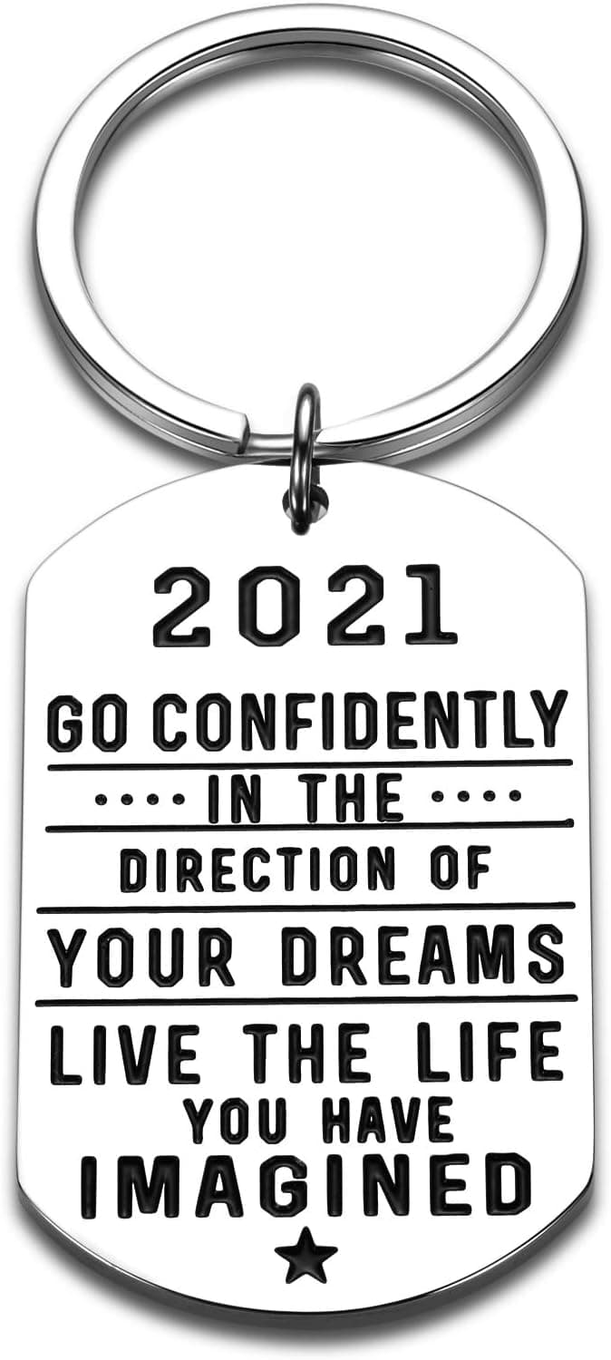 2021 Graduation Keychain Christmas Gifts for Him Her Inspirational Birthday Coming-of-age Gift for Son Daughter Kids Student from Mom Dad High School Guys Seniors Nurse College Back to School Jewelry