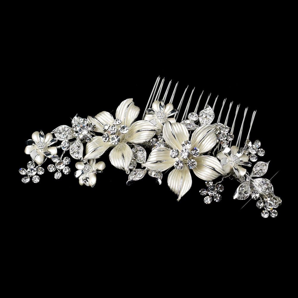 Mya Rhinestone Leaf Floral Flower Wedding Bridal Hair Comb