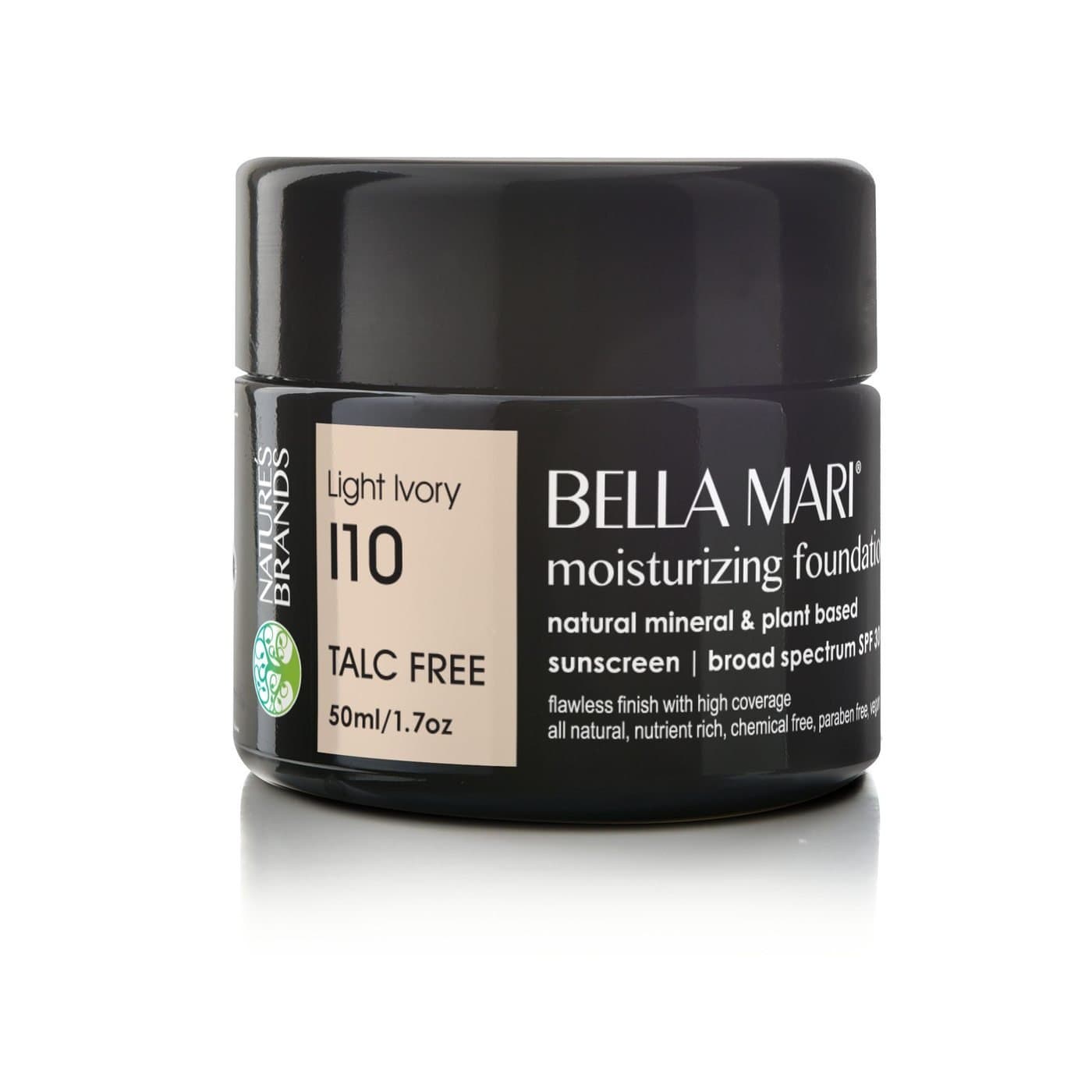 Bella Mari Natural Moisturizing Foundation, Light Ivory (I10); 1.7floz Glass