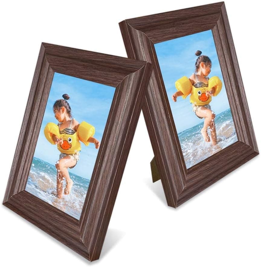 E-Coin 5x7 2 Pack Certificate Photo Frame Picture Frame of Modern Fashion Style Table Top with walnut finished .