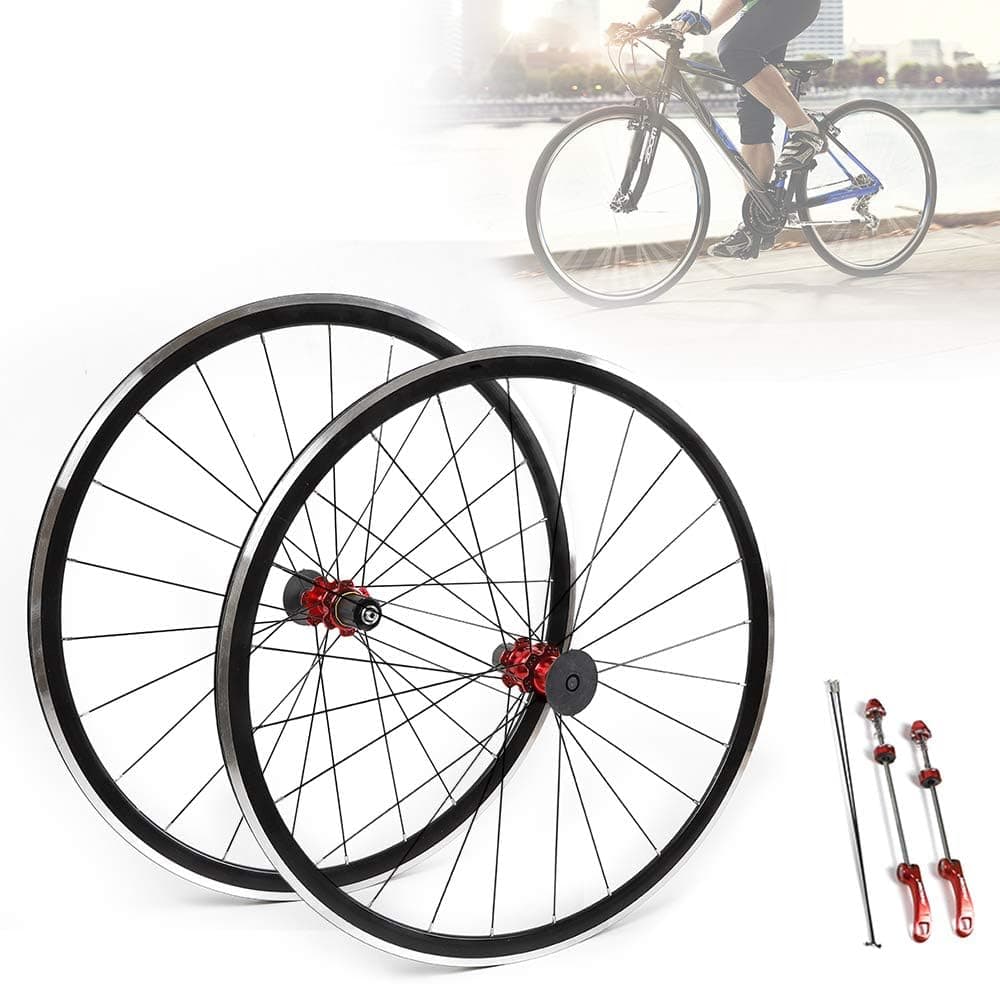 TFCFL Bicycle Wheel Set,700C Road Bike Wheels Ultra Light Racing Bicycle Wheel Set Rim Brake C/V for 7/8/9/10/11 Speed Wheelset 7075 Aluminium Alloy