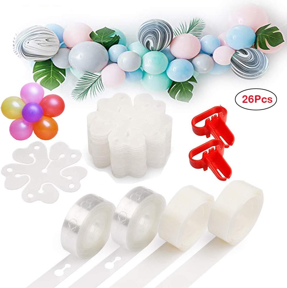 Velidy Balloon Arch Garland Decorating Strip Kit-32ft Balloon Decorating Strip,2 Pcs Tying Tool, 200 Dot Glue, 20 Flower Clip for Party Supplies Wedding Birthday Party Decorations