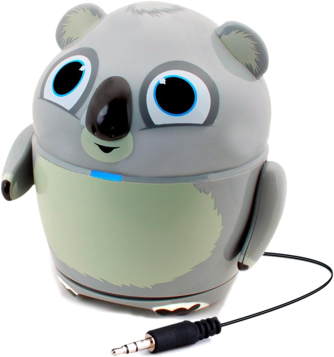 Cute Animal Rechargeable Portable Speaker with Passive Subwoofer (Groove Pal Koala) Speaker for Kids by GOgroove - Stereo Drivers, Retractable 3.5mm AUX Cable - Plug Into Tablets, Phones, & More