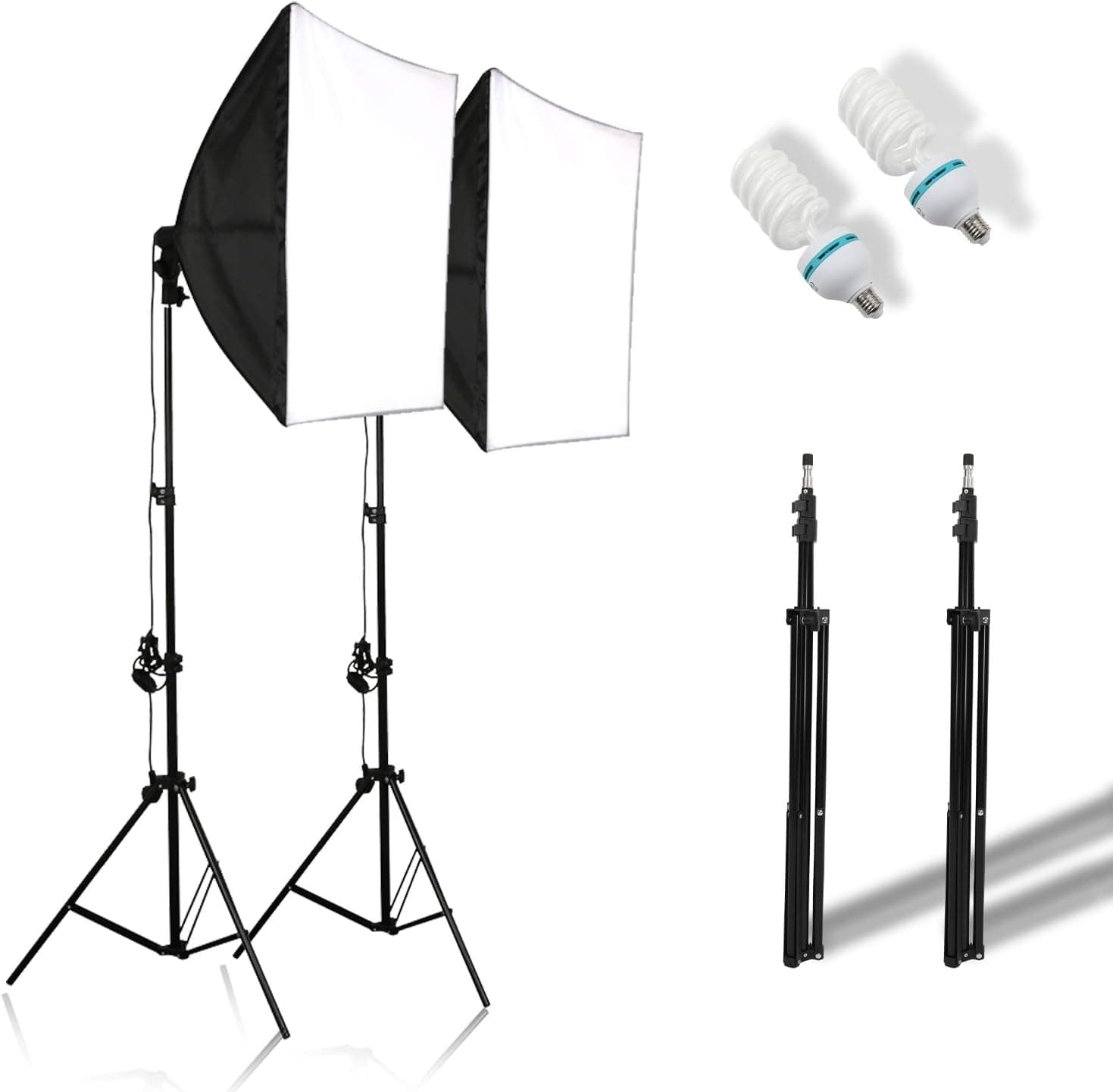 LDGHO Photography Continuous Softbox Lighting Kit 24''X24''Professional Continuous Light System with 2pcs E27 85W Bulbs 5500K Photo Equipment for Filming Portraits Shoot