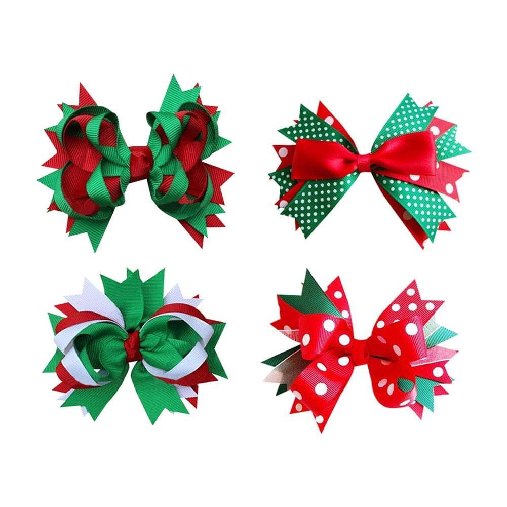 Janecrafts (Set of 8pcs) Boutique Large Layered Hair Bows Girls Kids Alligator Clips Baby Shower Gift
