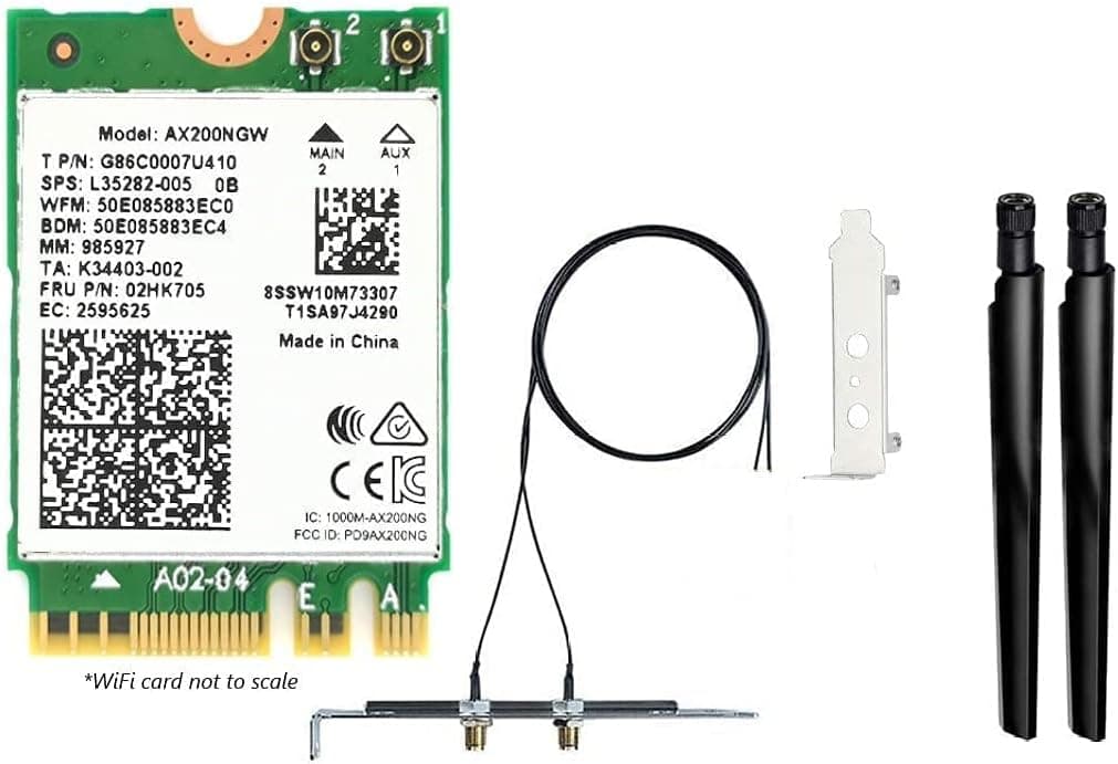 AX200 Desktop Upgrade to Wi-Fi 6 Wireless-AX | 2.4 Gbps | Bluetooth 5.2 Support | PCIe x1 | with High Gain Antennas & Brackets No vPro AX200NGW (AX200)