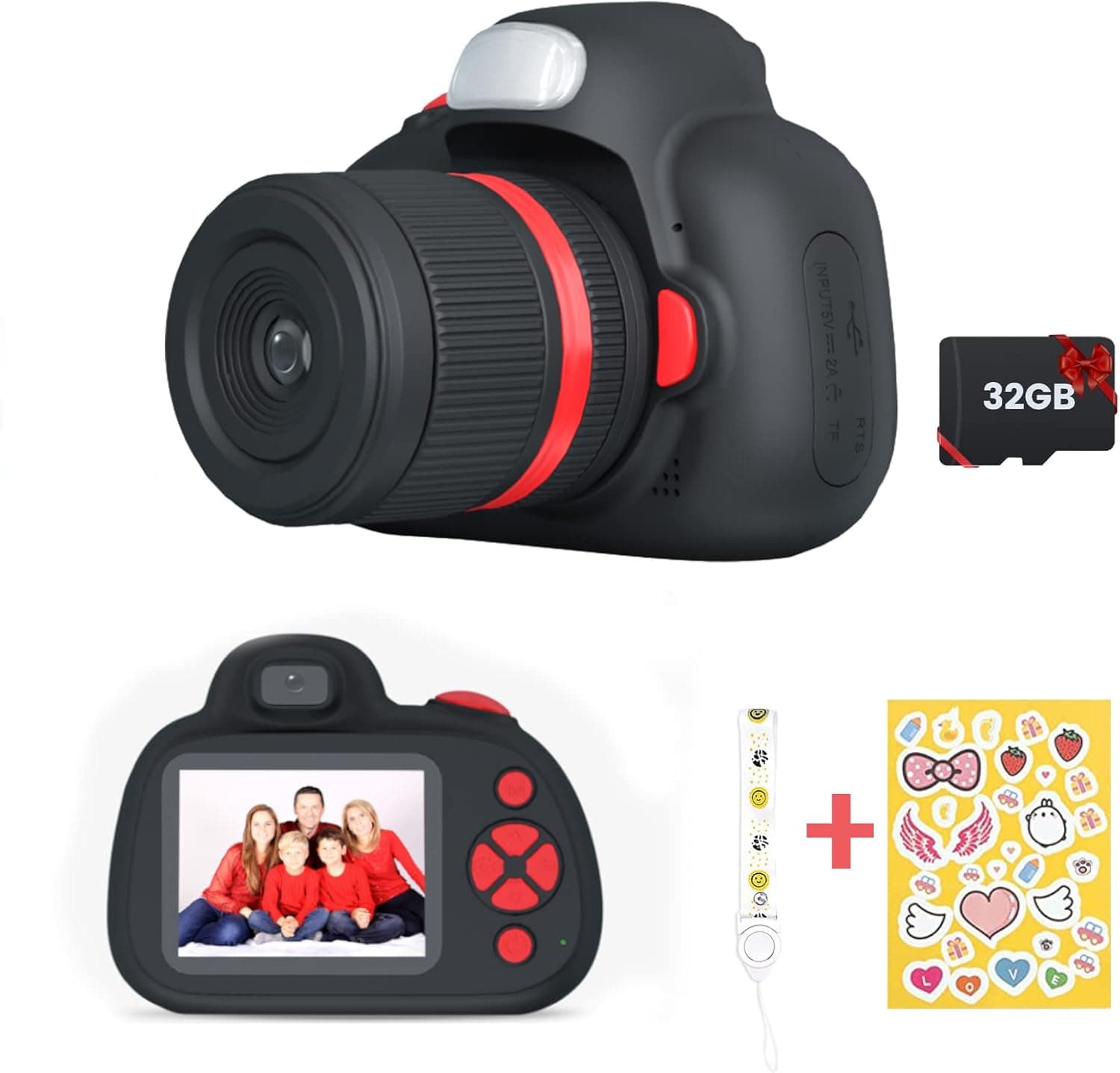 Dalontun Kids Camera with LED Flash, 3-12 Year Old Birthday Gifts 32GB SD Card 20X Digital Video Boys Girls Years Age Toys Selfie 1080P HD Dual Toddler Camcorder boy Children Gift 4 5 6 7 89 (Black)