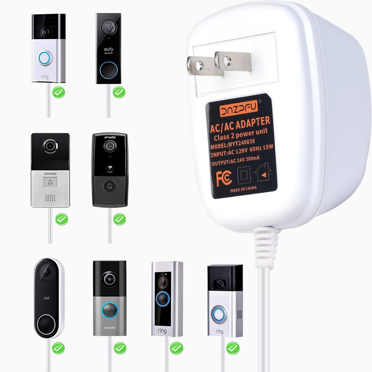 24 Volt Doorbell Transformer, C Wire Adapter Compatible with All of Doorbell and Thermostat。(24.6 Feet Cable)