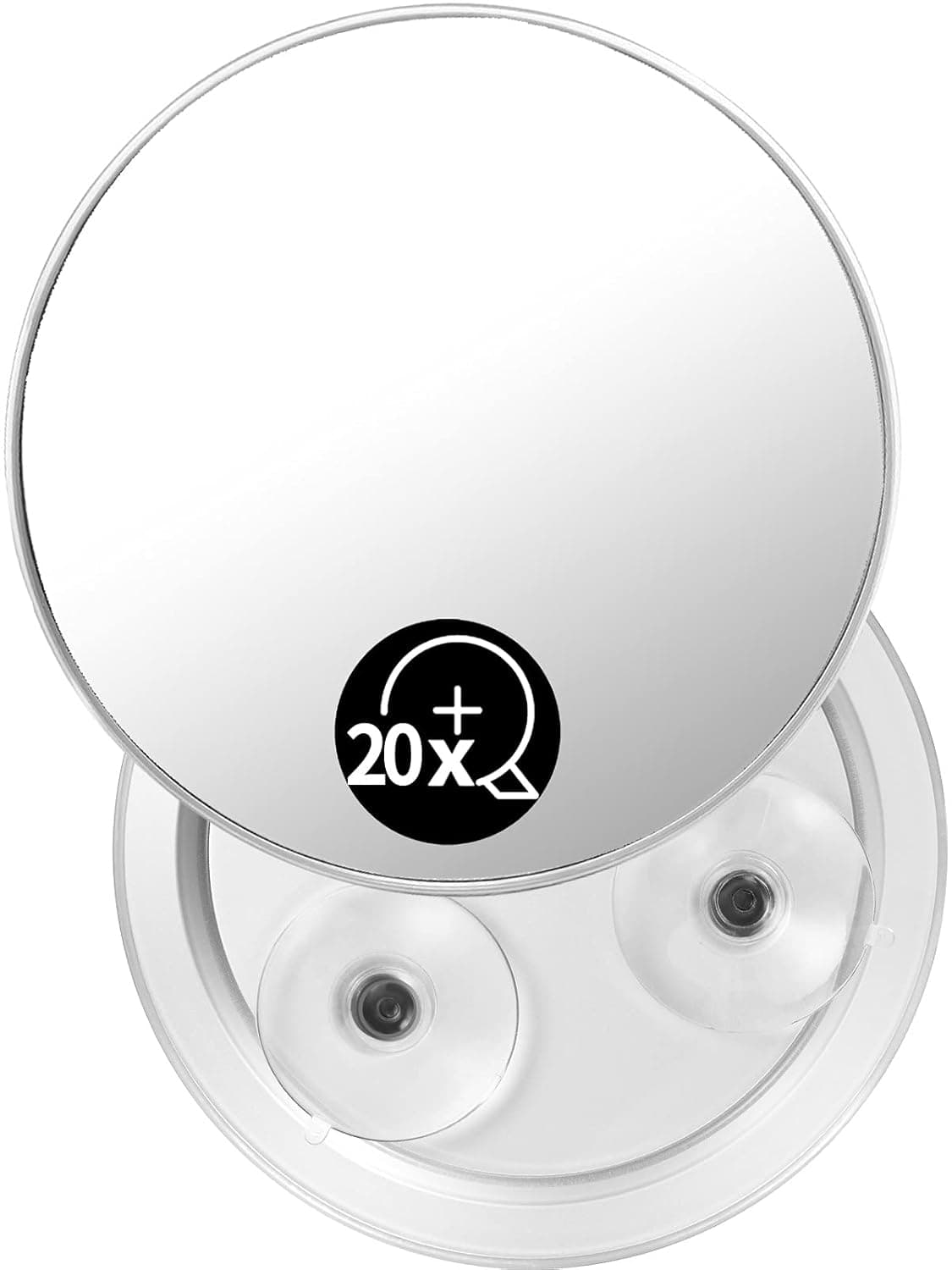 OMIRO Bathroom Mirror, 6 Inch 20X Magnifying Makeup Mirror(Transparent Silver,Round)