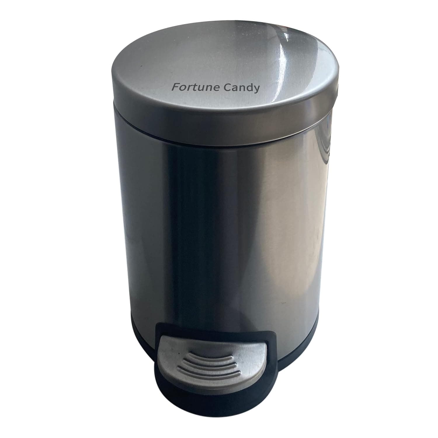 Fortune Candy Mini Step Trash Can, Garbage Can with Lid, Trash Can for Bathroom/Limited Space (0.8 Gallon, Silver)