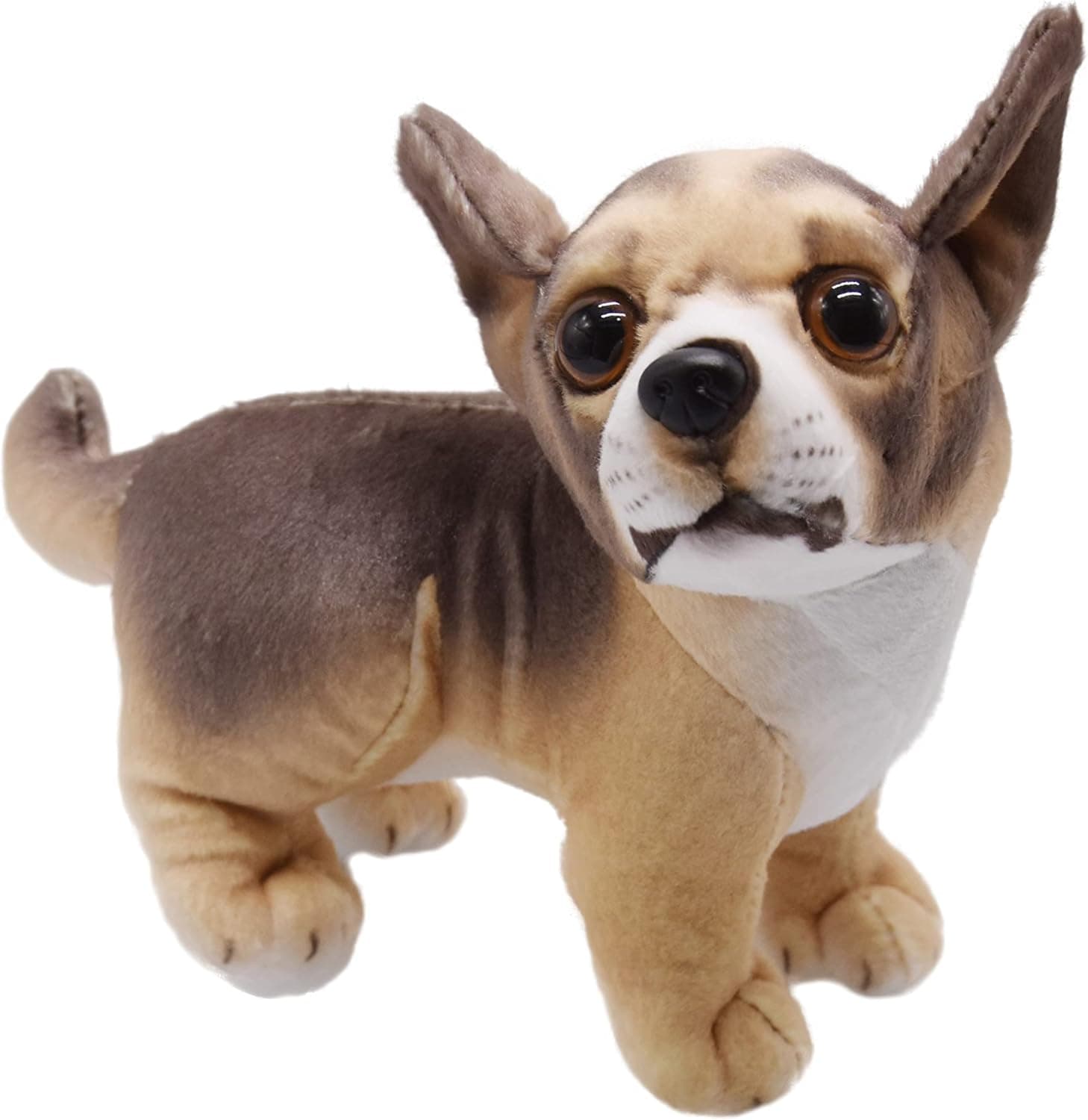 YONLIT Lifelike Chihuahua Stuffed Animal Animated Plush Puppy Toy Doll Super Realistic Dogs Act Like Real Excellent Gifts for Kids Birthday Party Dog Collection 9 Inches (Chihuahua)