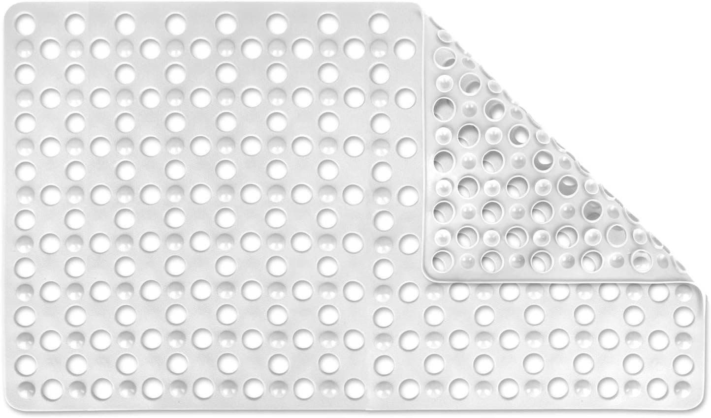 Coolole Big Hole Massaging Bubbles Anti-Slip Shower Mat/Bath Mat for Kids, Machine Washable Shower Tub Mat,18" x 31" (White)