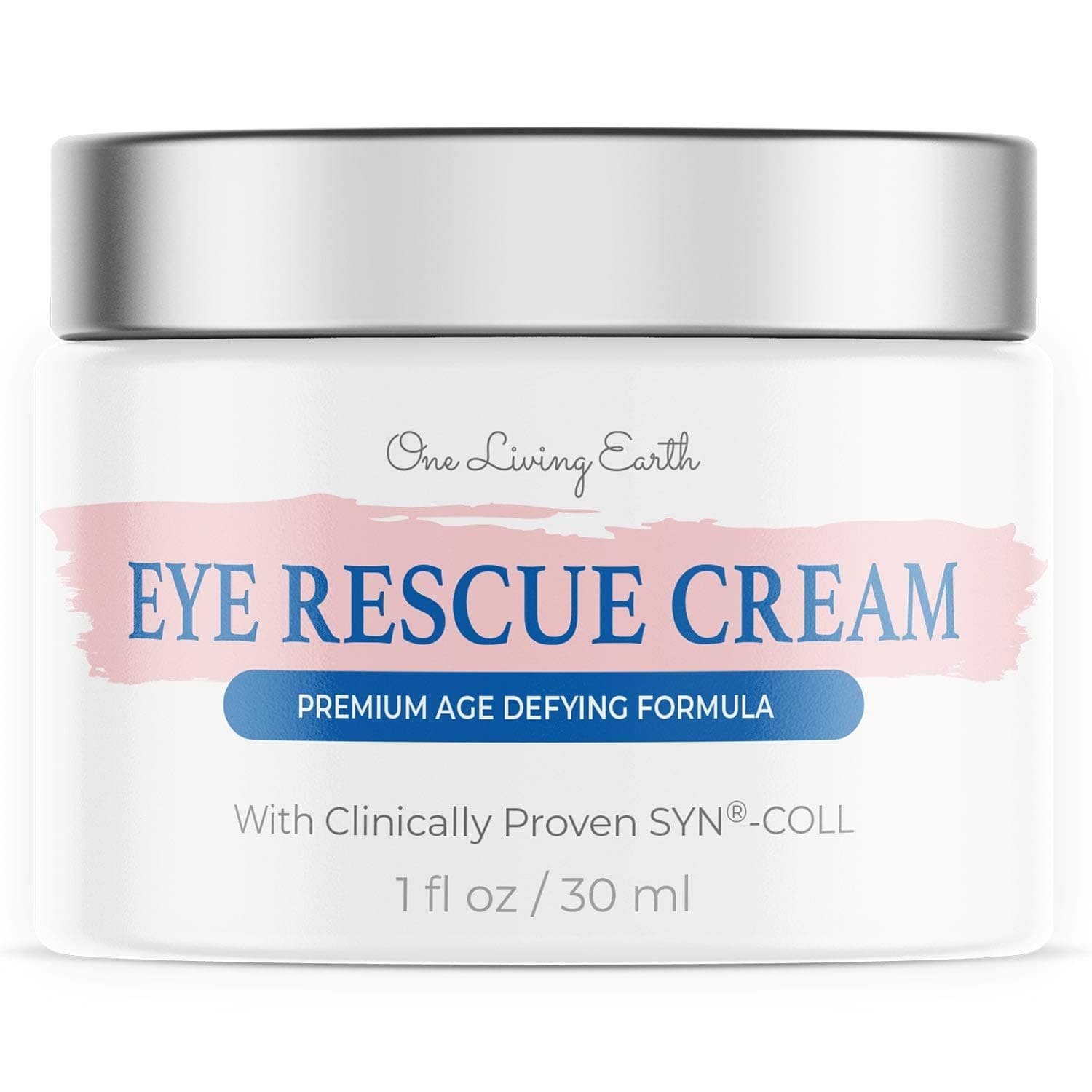 One Living Earth Eye Rescue Cream - Clinically Proven Syn-Coll Collagen-Stimulating Peptide - Anti Aging Formula for Wrinkles, Dark Circles, Fine Lines, Under Eye Bags & Puffiness