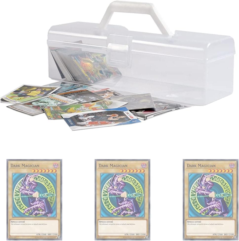 YUZUHOME Clear Yugioh Card Box, Yugioh Cards Case,Storage Boxes With Handle for Yugioh Cards, White 1Pack