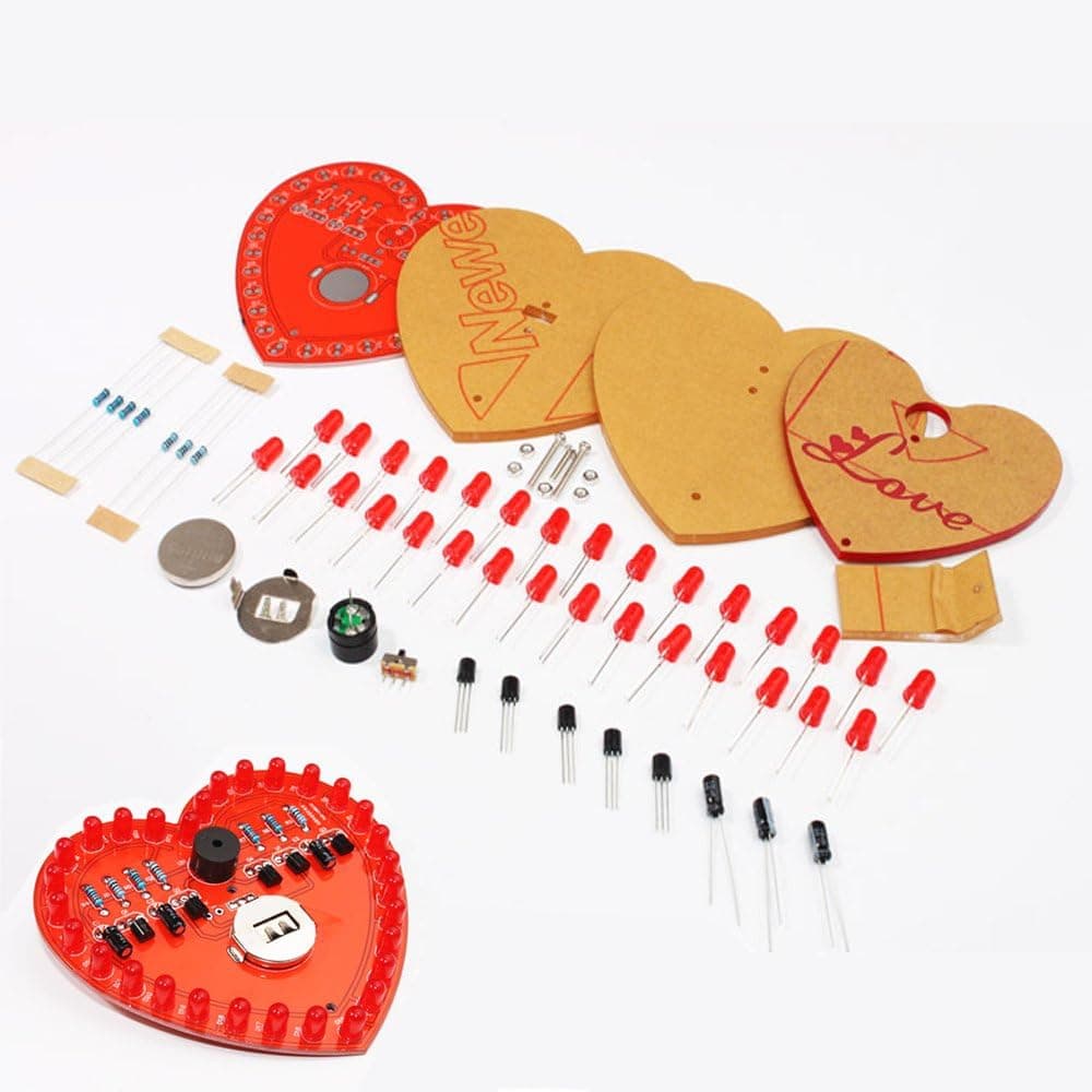 BONATECH 30PCS Heart-Shaped DIY LED Kit Triode Red LEDs kit Beautiful Love Creative Gift DIY Soldering Welding Kit