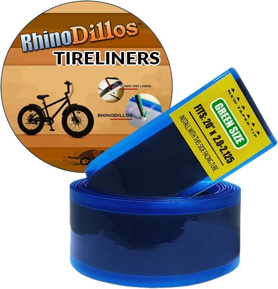 20 inch Bicycle Tire Liner for BMX Fat tire Bikes, 20” X 1.95 – 2.5”, no Package RhinoDillo Green Single (1 Liner)