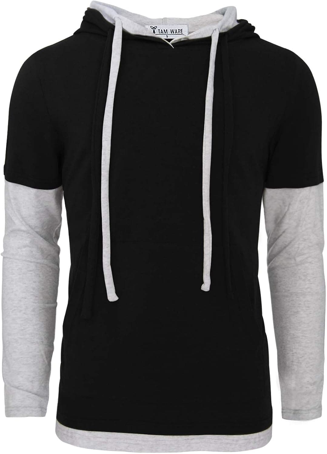 TAM WARE Mens Stylish Two Toned Single Jersey Drawstring Hoodie