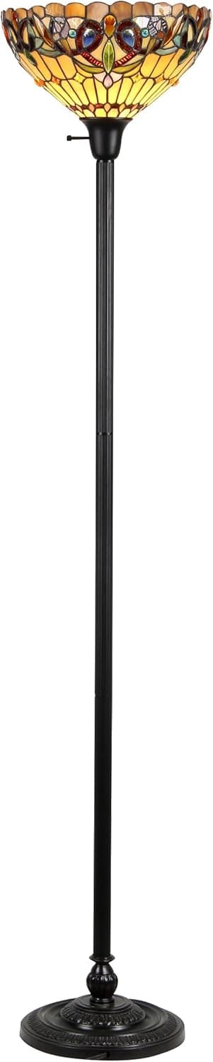 Chloe Lighting CH33353VR14-TF1 "Serenity" Tiffany-Style Victorian 1 Light Torchiere Floor Lamp 14" Shade