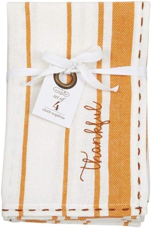 Mud Pie Thanksgiving Thankful Cloth Napkin Set of 4