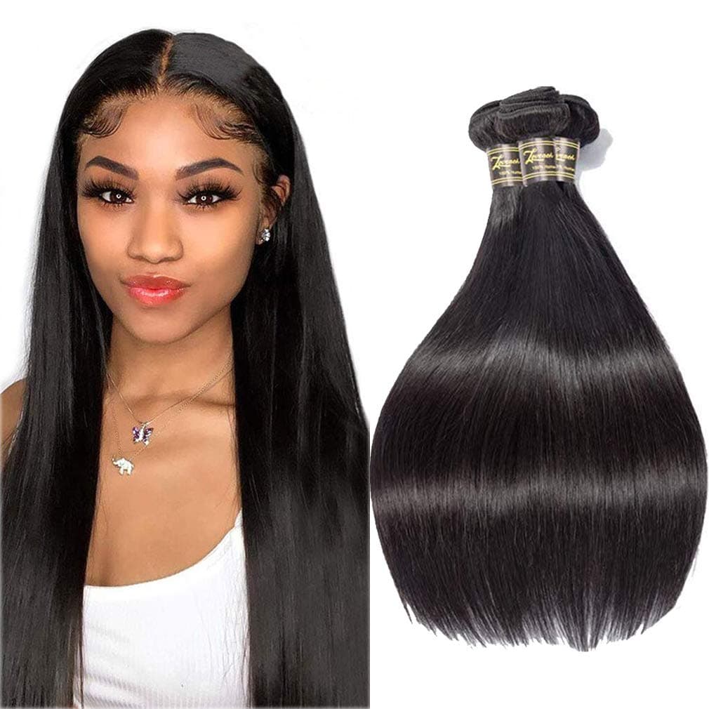 Loveach hair 9A Brazilian Virgin Hair 3 Bundles Straight Human Hair Bundles (10 12 14) Double Weft Unprocessed Brazilian Straight Hair 3 Bundles Virgin Human Hair Weave Soft And Silky Natural Color