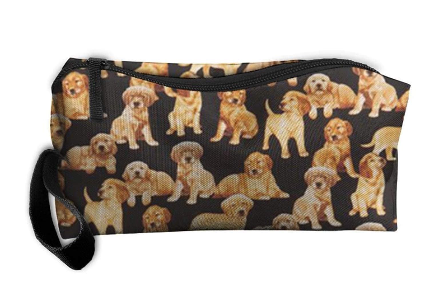 Travel Makeup Black Golden Retriever Dog Puppy Large Cosmetic Pouch Makeup Travel Bag Purse for Women Or Girls