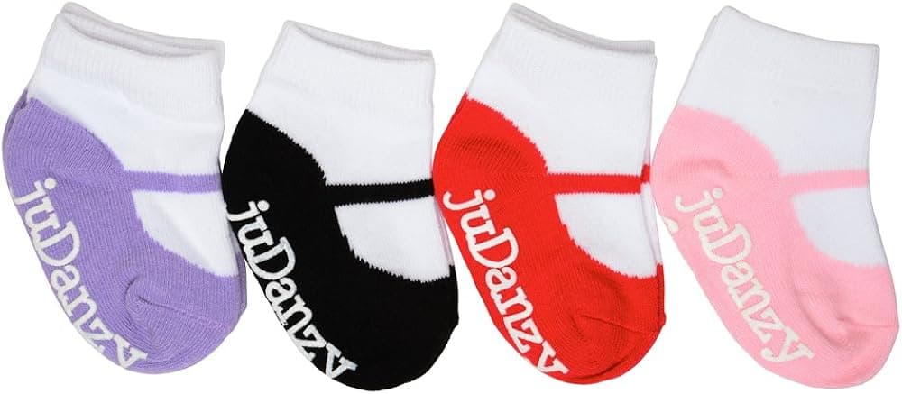 juDanzy Mary Jane Socks for baby & Toddlers girls Red, Black, Pink, Purple with Grips (4-6 Years)