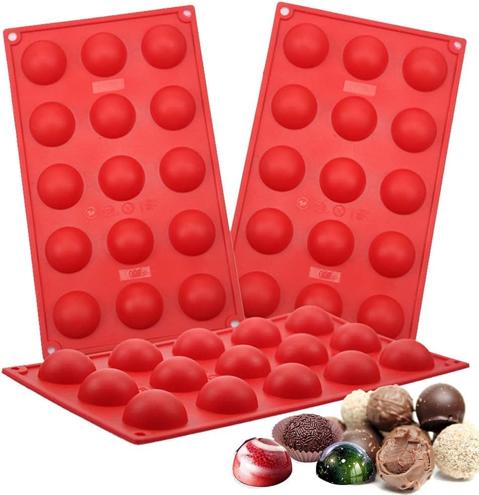 Aokinle Silicone Sphere Chocolate Molds, European-Grade Mini Dome Baking Molds, Half Sphere Molds for Candy, Chocolate, Jello, Jelly, Gummy, Non-Stick 3 Packs Round Molds, Semicircle Bakeware Set