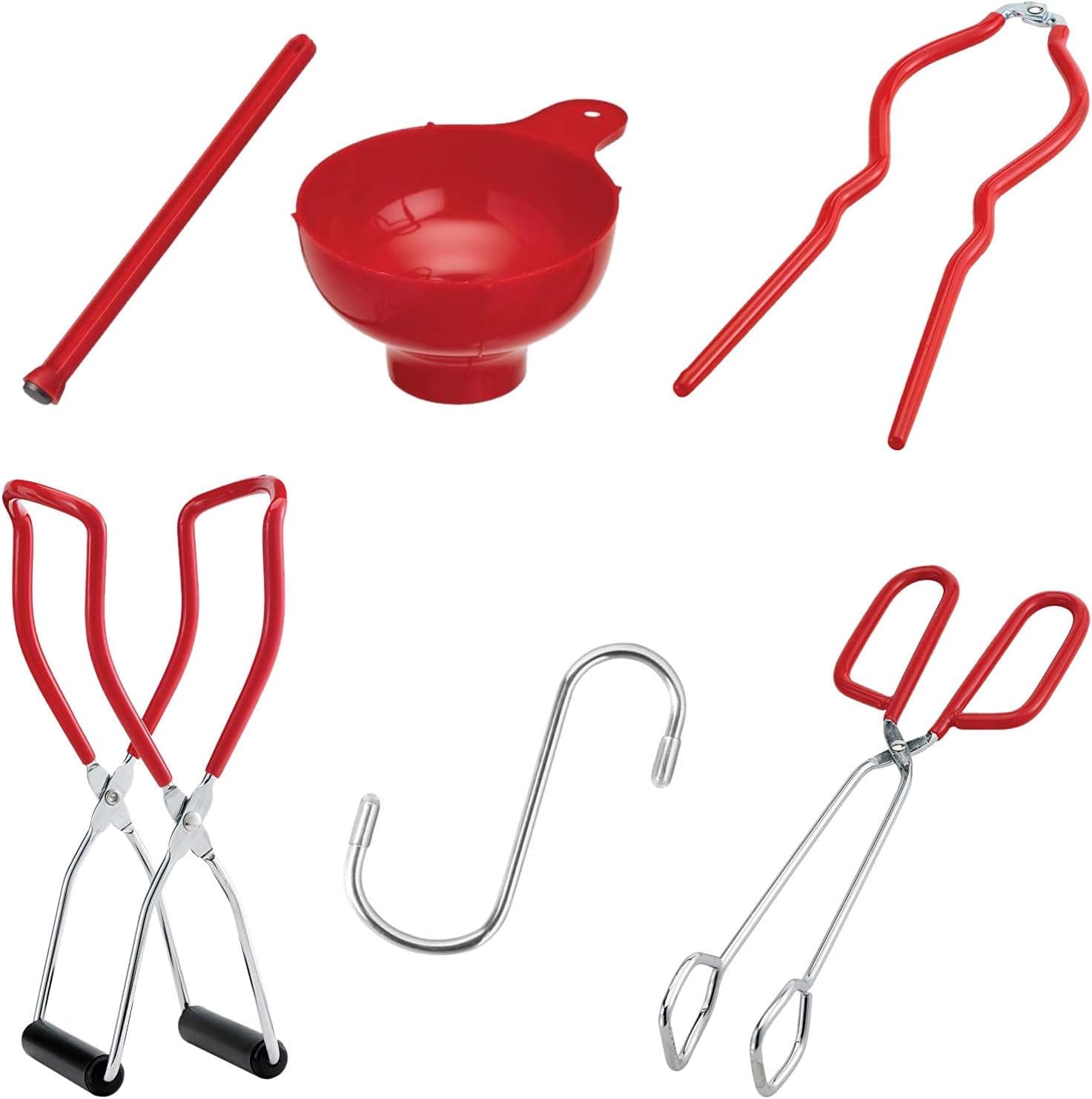 Canning Kits Canning Supplies Canning Jar Lifter with Grip Handles Canning Jar Tongs and Funnel for Wide Mouth and Regular Jars for Home Kitchen Tool Anti-Scald Clip Suit 6 Pack