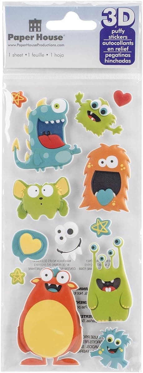 Paper House Productions Puffy Stickers-Monsters