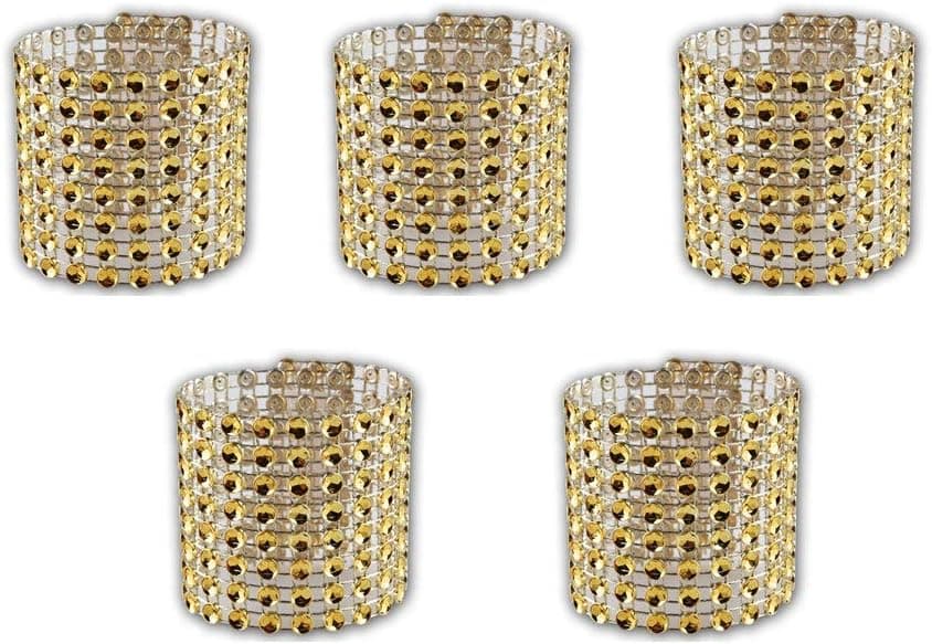 SKY CANDYBAR Napkin Rings Rhinestone Napkin Rings Adornment for Wedding Party Banquet Reception Catering (Gold)