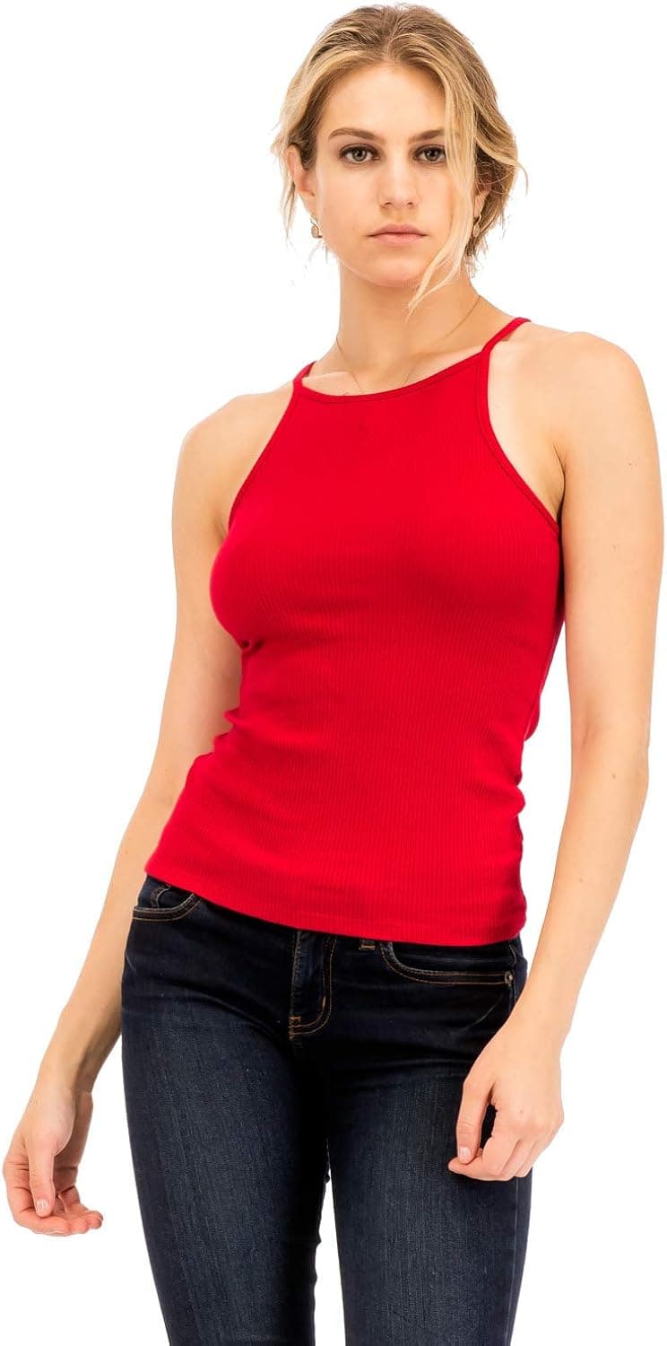 NANAVA Women's Basic Ribbed High Neck Racerback Camisole Top