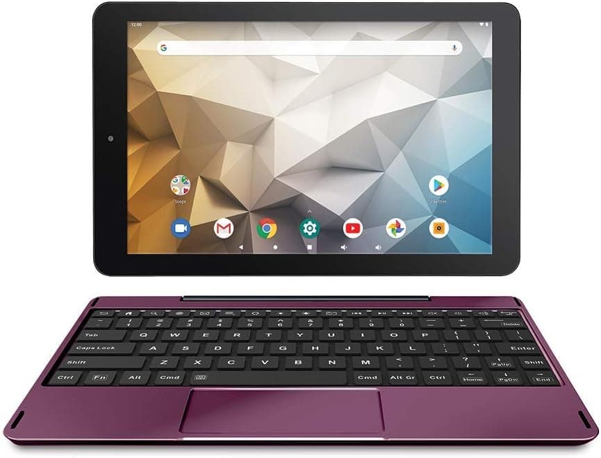 RCA Newest Best Performance Tablet Quad-Core 2GB RAM 32GB Storage IPS HD Touchscreen WiFi Bluetooth with Detachable Keyboard Android 9 Pie (10", Burgundy)