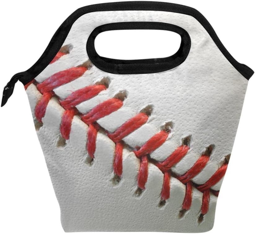 JOYPRINT Lunch Box Bag, Sport Ball Baseball Insulated Cooler Ice Lunchbox Tote Bag Handbag for Men Women Adult Boys Girls Kids