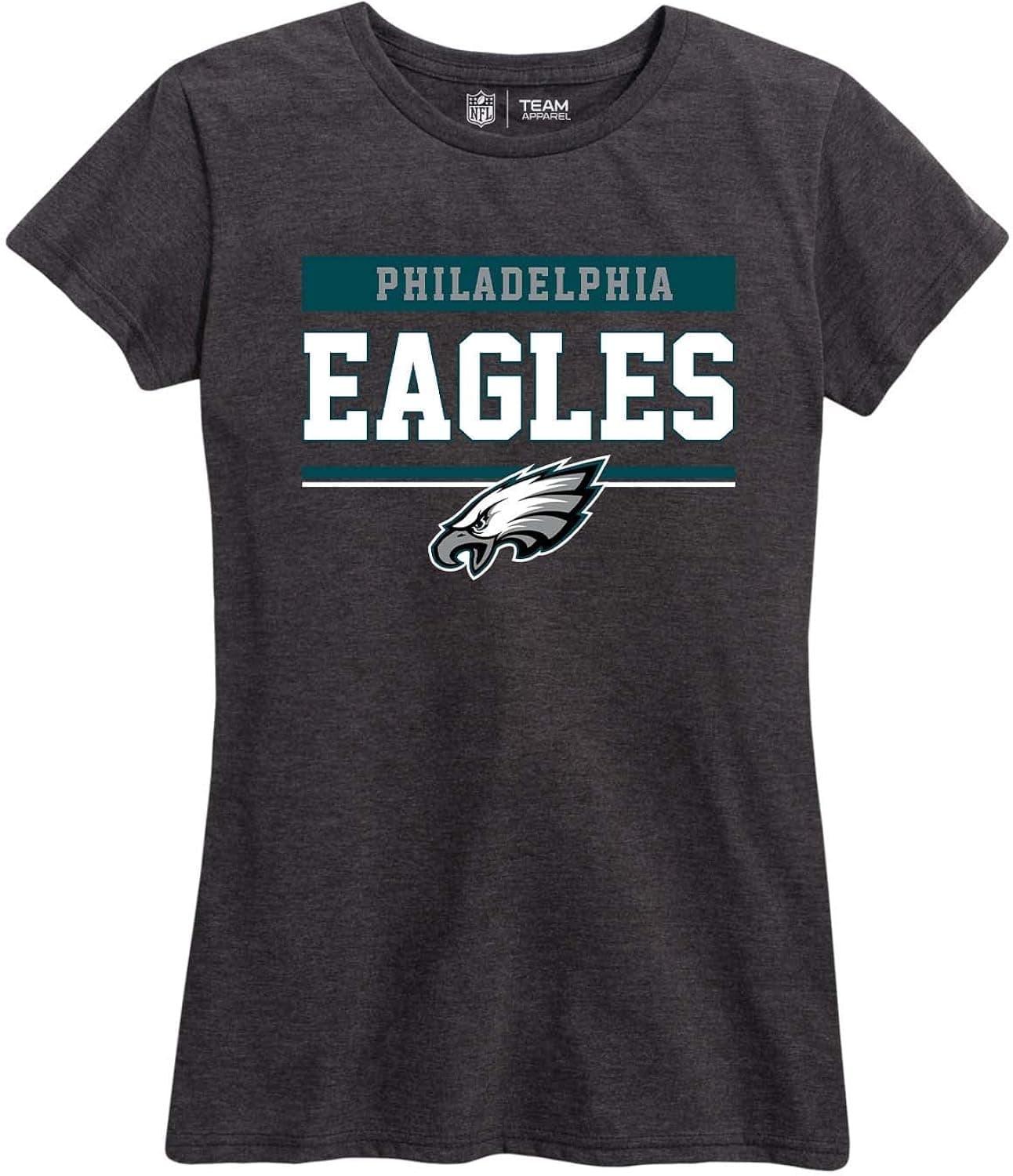 NFL Womens Plus Size Charcoal Relaxed Fit T-Shirt, Football Apparel, Tagless Short Sleeve Tee