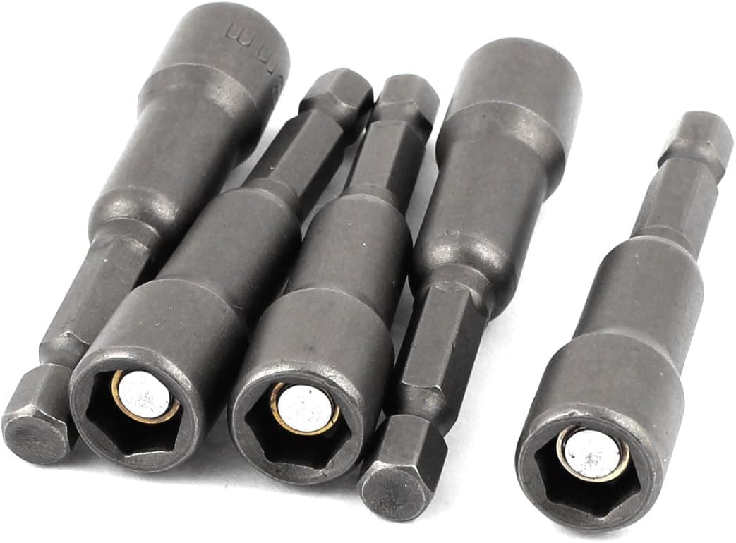 Uxcell a15010500ux0166 8mm 5/16" Socket Magnetic Nut Driver Setter Adapter Hex Drill Bit (5 Piece)