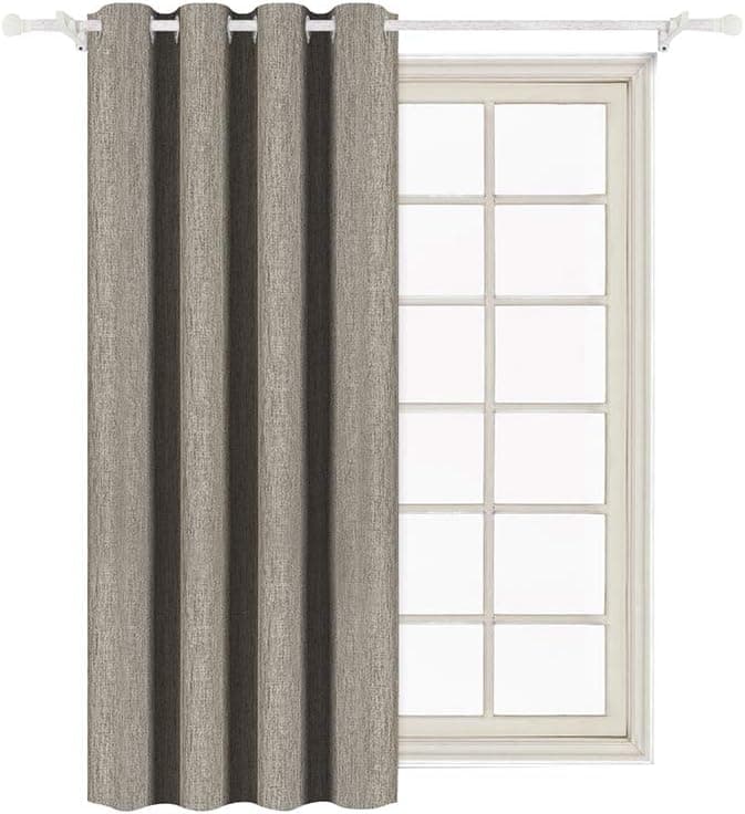 BEST DREAMCITY Grommet Blackout Faux Linen Curtain (Beige, 52" W x 63" L, Single Pane)