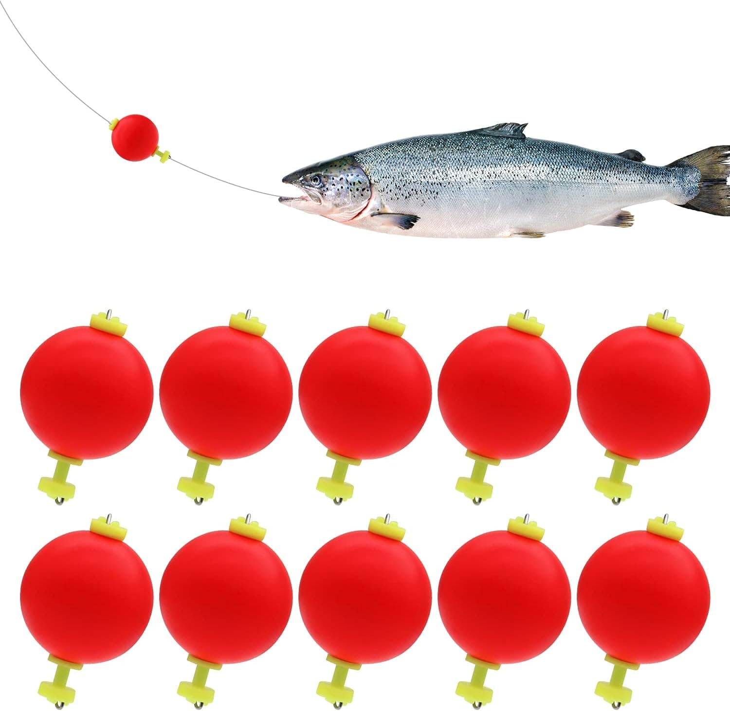 FREGITO 10 Pieces Fishing Bobbers Snap on Floats Unweighted Fishing Floats EVA Foam Push Button for Fishing Tackle Accessories