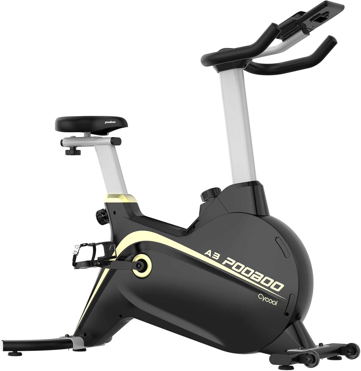 Cycool Exercise Bike - Stationary Bike with Quiet Magnetic Resistance, Exercise Bikes with Performance Monitor, IPad Holder, Safe excersize bike with All-inclusive Flywheel