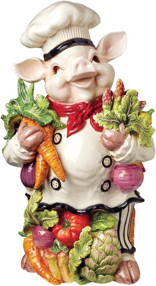 Kaldun and Bogle 093163 Bistro Couchon Chef Pig Figurine, Multicolored
