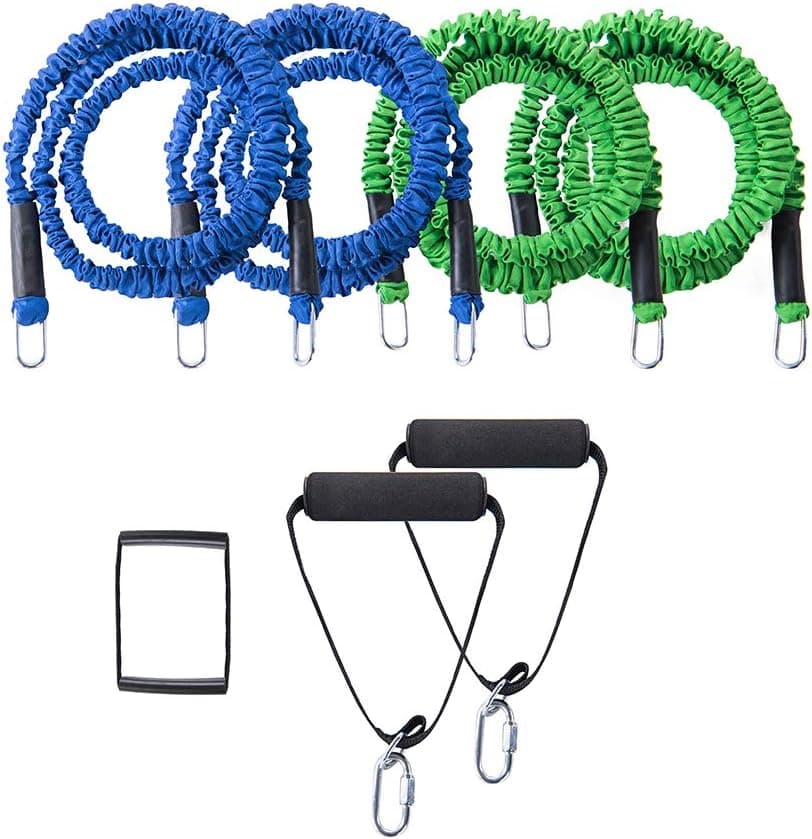 PINOHA Adjustable Tension Resistance Cable Kit, with Anti-Snap Protective Sleeve, 60 inches Long, with Door Anchor, Latex Free