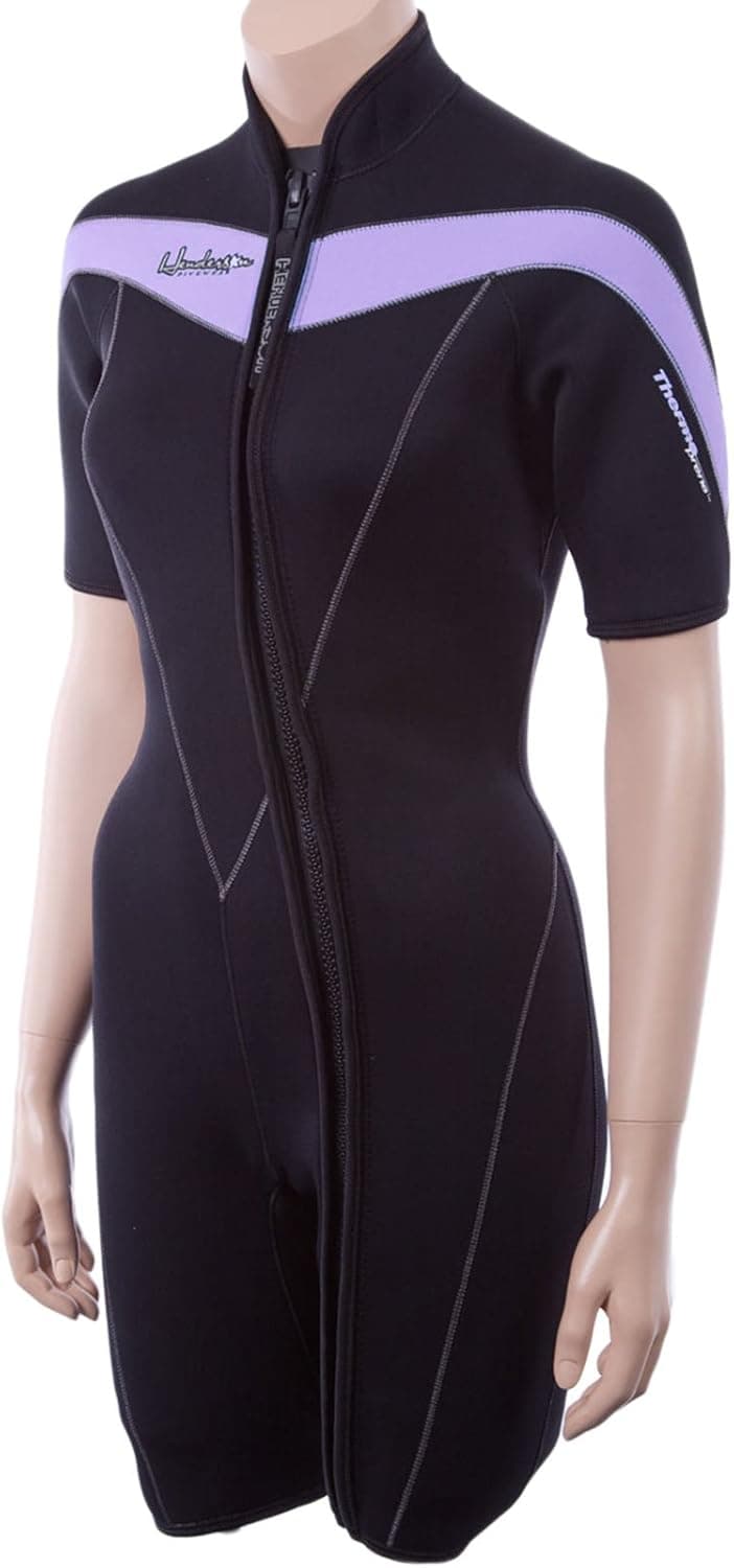 Henderson Women's Thermoprene 3mm Front Zip Shorty Springsuit, Black/Lavender, 8