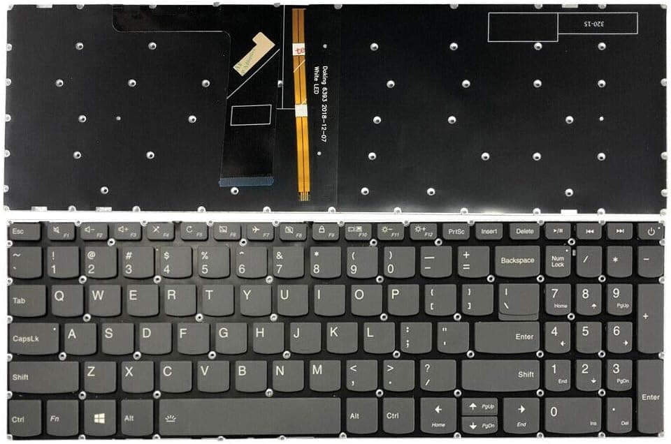 New US Black English Backlit Laptop Keyboard (Without palmrest) Replacement for Lenovo IdeaPad S340-15API S340-15 S340-15IML S340-15IWL Light Backlight