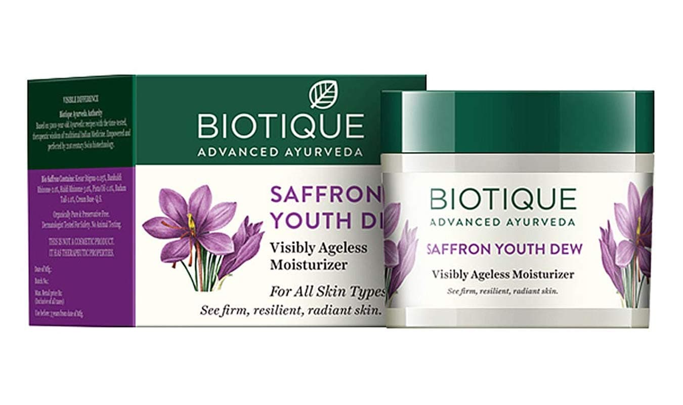 Biotique Saffron Youth Dew Visibly Ageless Moisturizer, 50 gm/ 1.76 Oz.