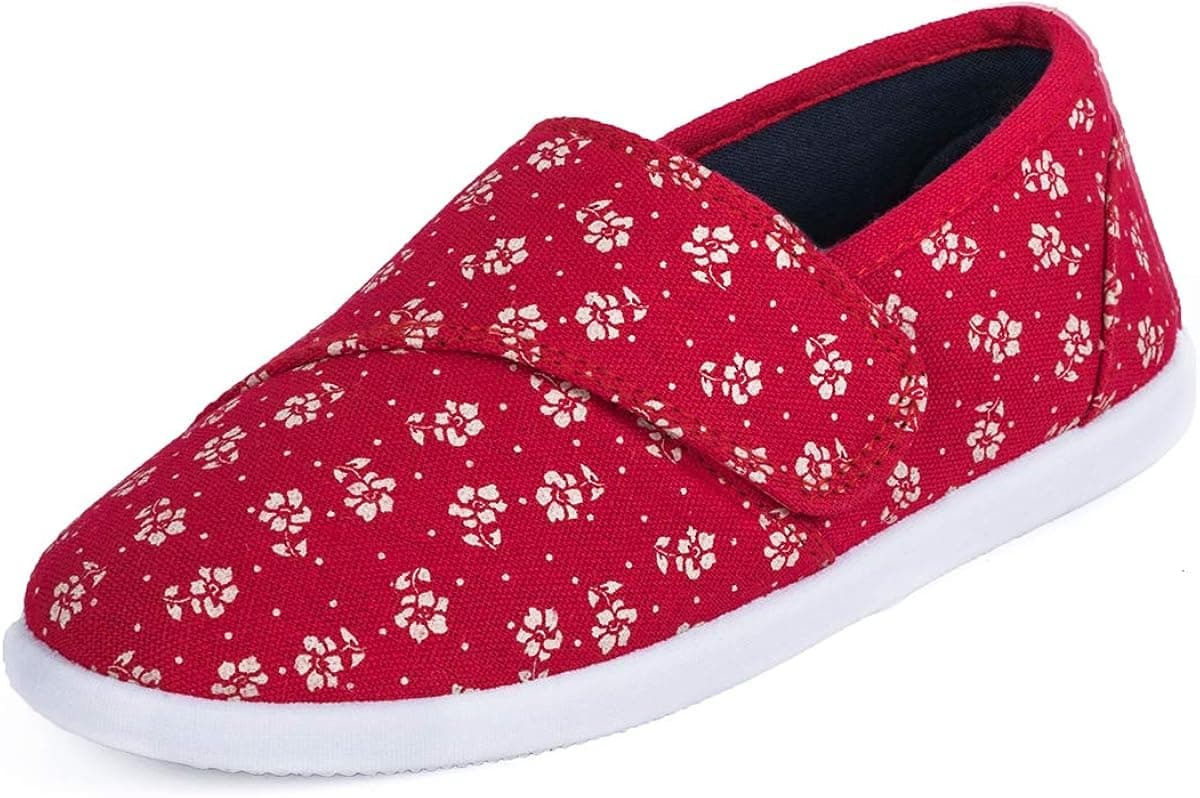 K KomForme Kids Slip on Canvas Sneakers Baby Toddler Girl and Boys Canvas Shoes Red