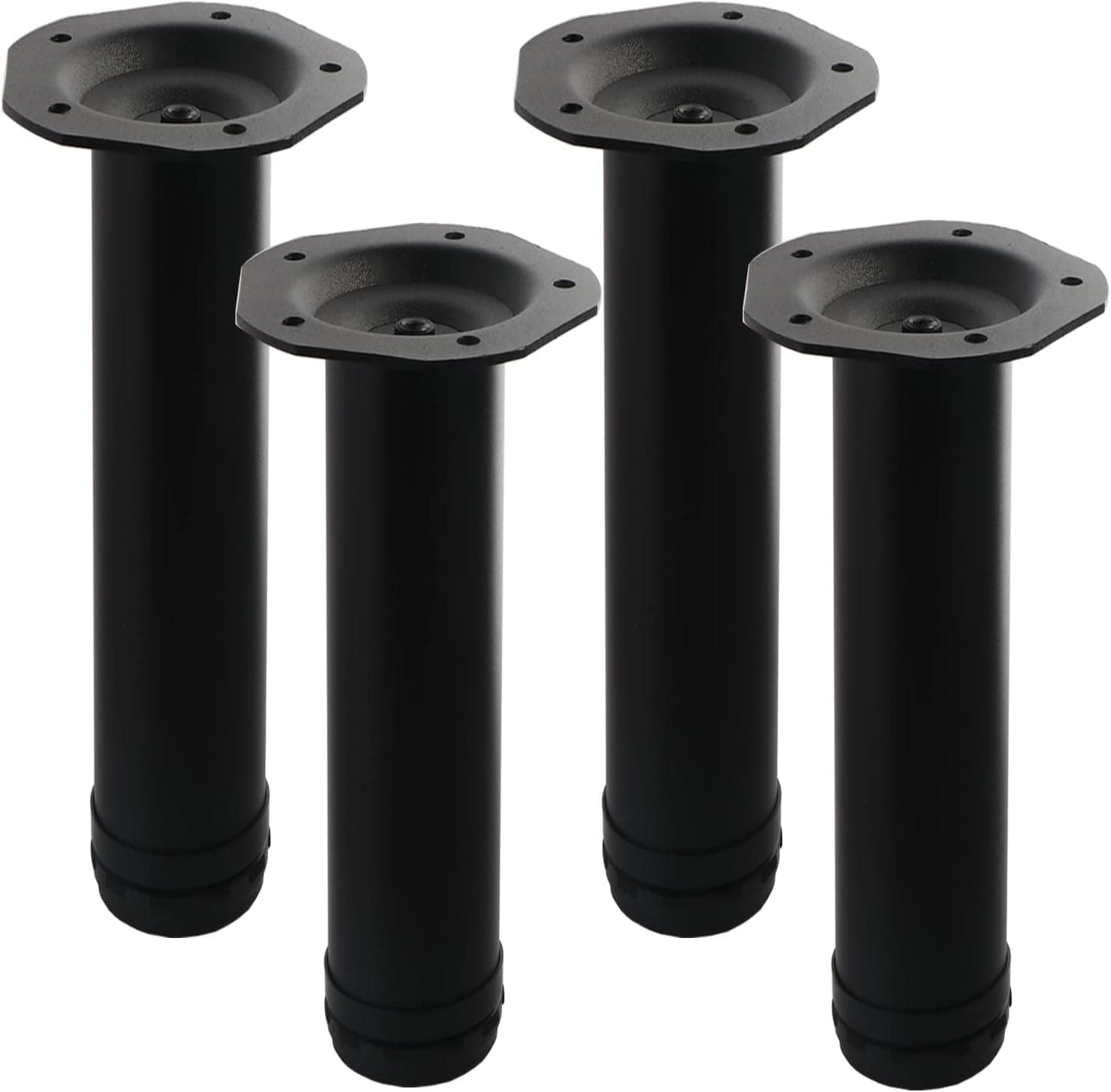 Osring Metal Furniture Legs 16 Inch Adjustable Furniture Table Feet Black, Heavy Duty Steel Round Modern Leg for Coffee Table Cabinet Sofa, 4pcs