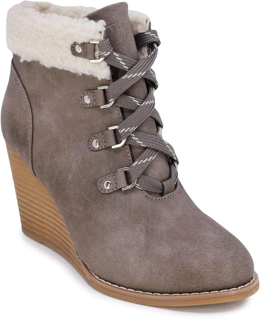 Nautica Womens Wedge Boot Casual Fashion High Heel Ankle Booties (Lace-Up/Slip-On)